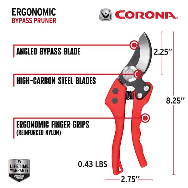 Ergonomic 2.5 in. High Carbon Steel Blade with Nylon Handles Bypass Hand Pruner