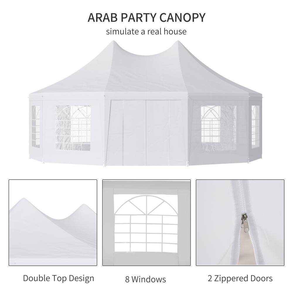 White Decagonal Outdoor Event Tent with Cathedral Windows