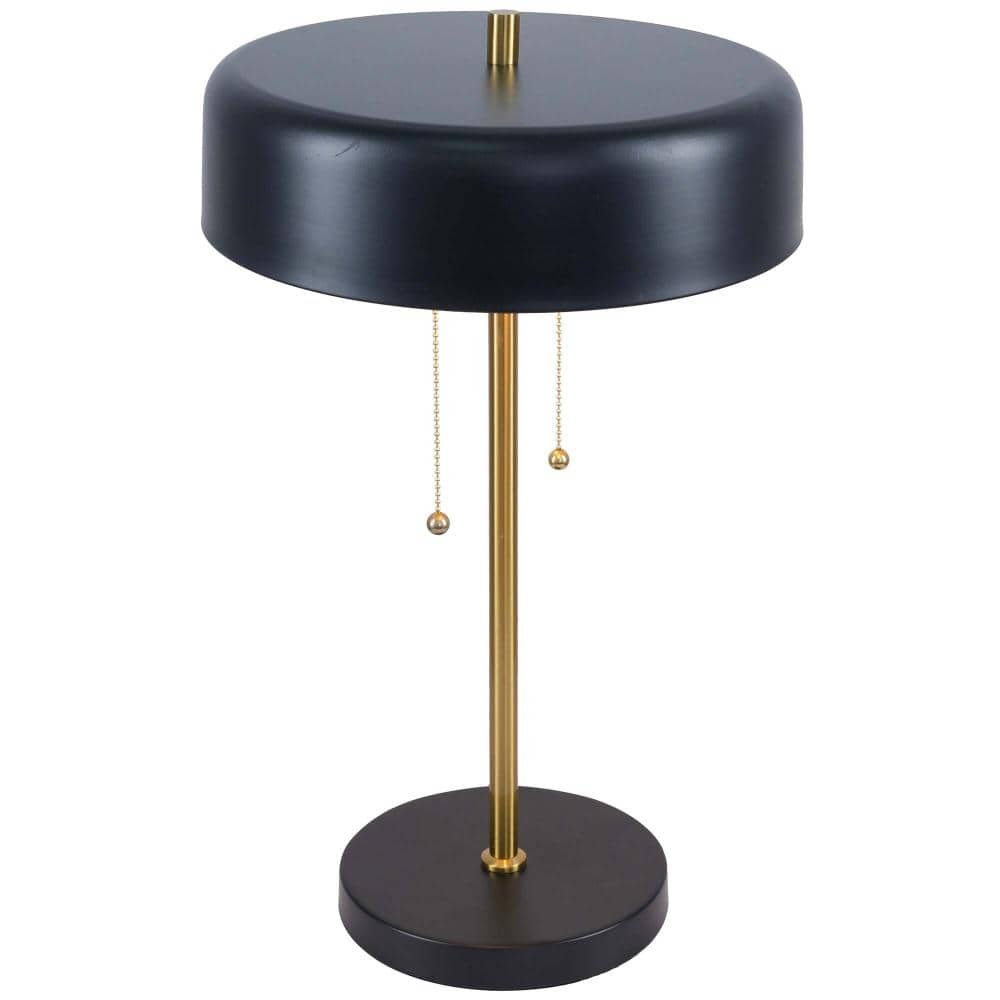 19.69 in. Black Cylinder 2-Light Table Lamp Bedside with Black Metal Drum Shade, E26 Blub Not Included price history on PriceWatchPro