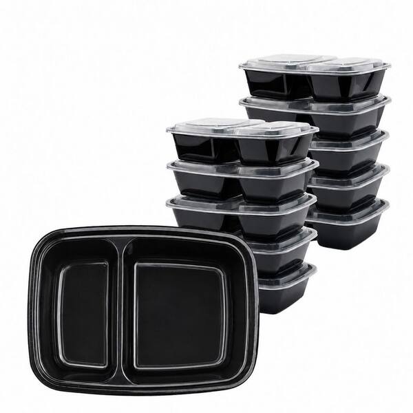 50-Pack 32 oz. Leakproof 2-Compartment Meal Prep Containers with Lids, Microwave and Freezer Safe