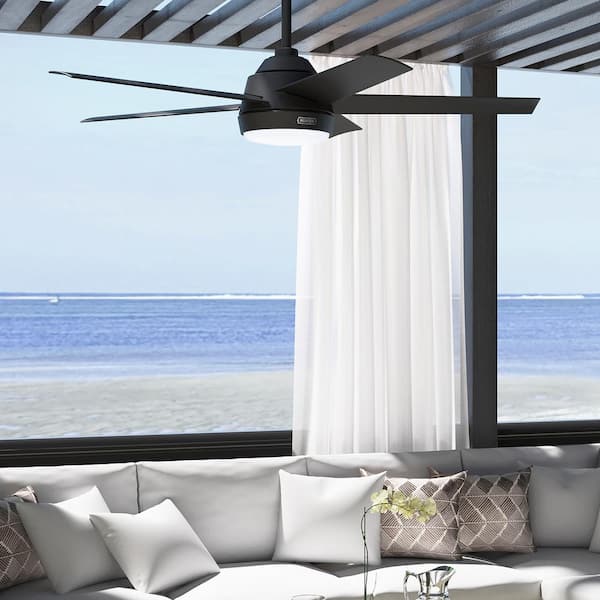 Skyflow 52 in. Indoor/Outdoor Matte Black Standard Ceiling Fan with Soft White Integrated LED and Remote Included