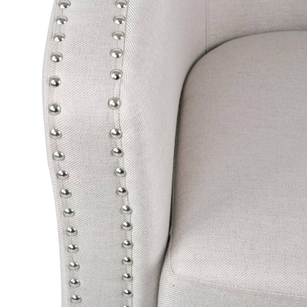 Wheat and Black Swivel Barrel Accent Chair with Nailhead Trim