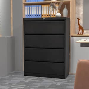 35.55 in. W x 52.75 in. H x 15.86 in. D 4-Drawer Metal Lateral File Garage Storage Freestanding Cabinet in Black
