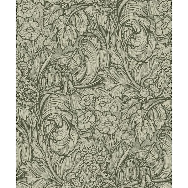 Unbranded Llewelyn-Bowen Off The Wall Green Floral Hedgerovia Matte Finish Non-Pasted Non-Woven Wallpaper Sample
