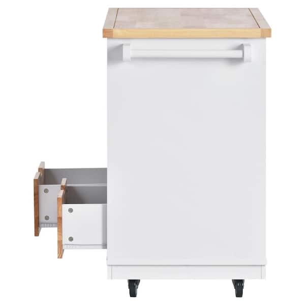 White Wood 43.3 in. W Kitchen Island with2-Sided Storage,2-Drawers and Open Compartments