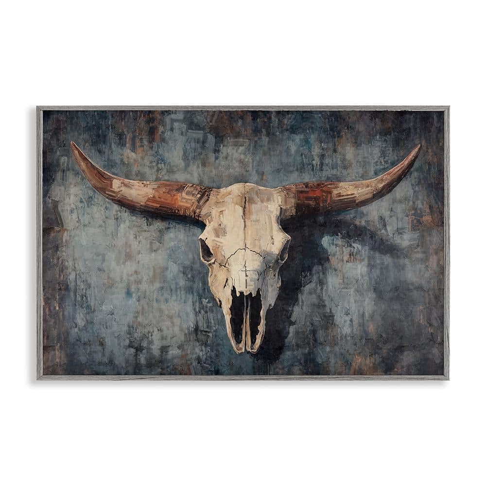 Antique Distressed Cow Skull by Nina Blue 1 Piece Gray Framed Animal Giclee Art Print 16 in. x 24 in. price history on PriceWatchPro