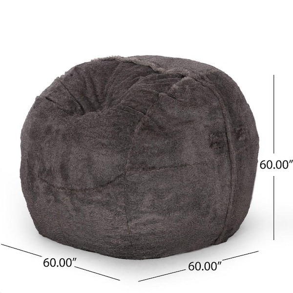 37 in. W x 39.37 in. D x 27.56 in. H Dark Gray Soft Cotton Linen Fabric  Bean Bag Chair