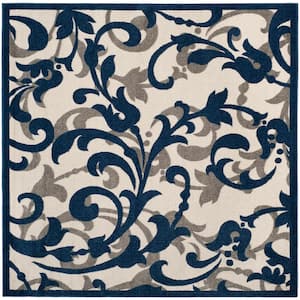 Amherst Ivory/Navy 7 ft. x 7 ft. Square Border Area Rug