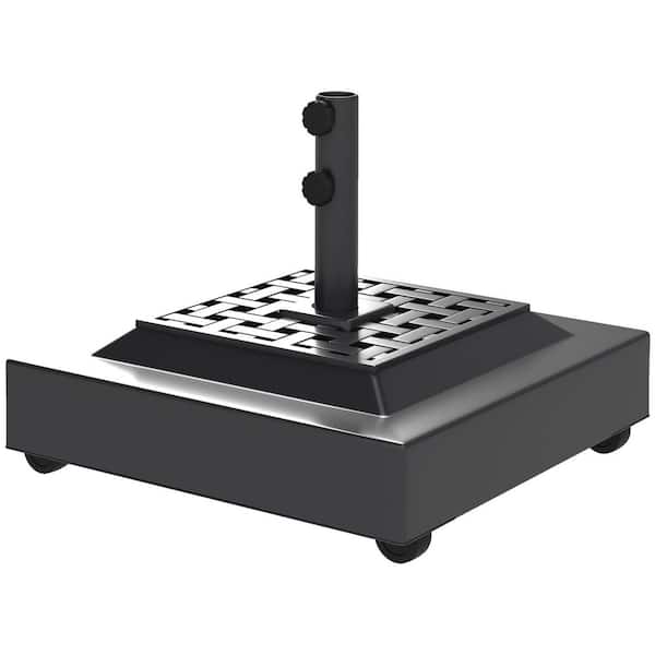 Outsunny Outdoor Patio Umbrella Base, Filled Up to 143 lbs. with Sand or 112 lbs. with Water, HDPE, Metal in Black