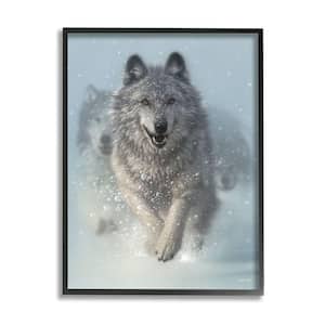 Wolves Running Snow Siberian Wild Winter Animals By Collin Bogle Framed Print Nature Texturized Art 11 in. x 14 in.