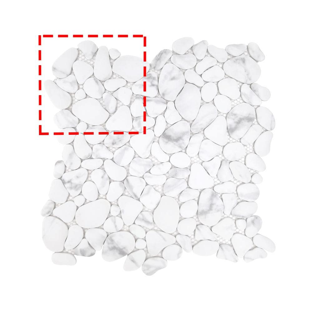 White Calacatta Pebble 6 in. x 6 in. Recycled Glass Marble Looks Floor and Wall Mosaic Tile (0.25 sq.ft./Case) price history on PriceWatchPro