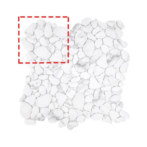 sunwings Pebble White calacatta 6 x 6in. Recycled glass marble looks floor and wall tile, Mosaic tile (0.25 sq.ft.)