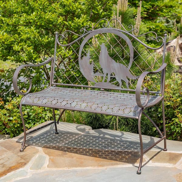 Zaer Ltd. International 43.7 in. W 2-Seater Antique Bronze Metal