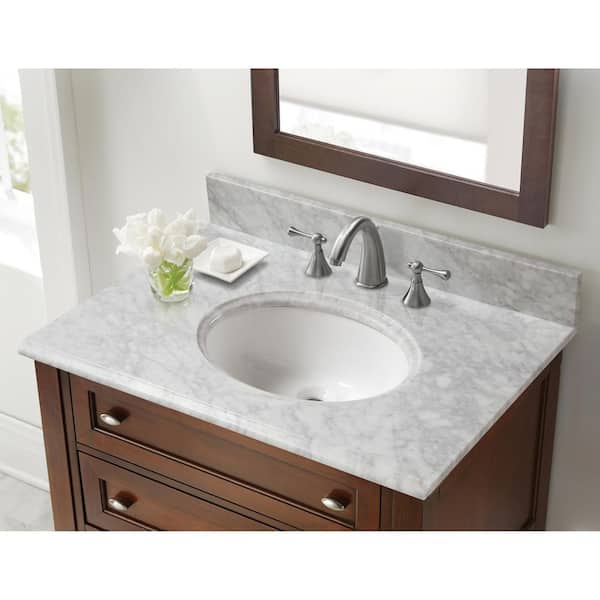 W Marble Vanity Top In Carrara With, 31 Inch Vanity Top With Sink