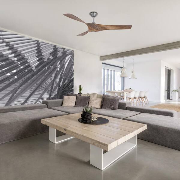 Wesley 52 in. Indoor/Outdoor Brushed Nickel DC Motor Ceiling Fan with Remote Control Works with Google and Alexa