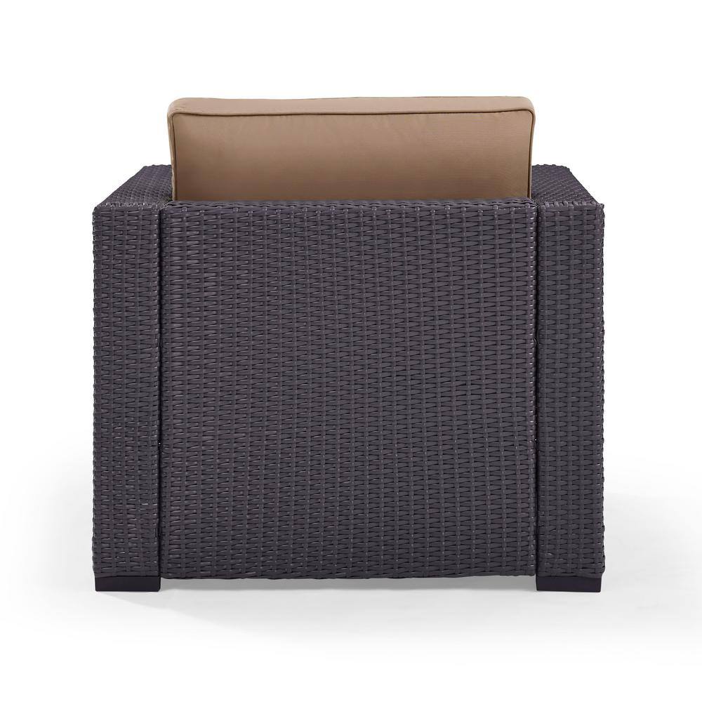 Mocha Brown Outdoor Wicker Armchair with Cushions