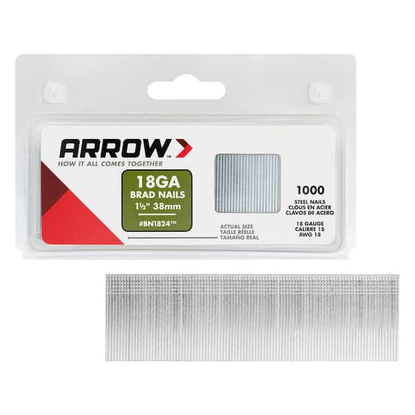 Arrow 1-1/2 in. x 18-Gauge Glue Metal Brad Nails (1,000-Pack)