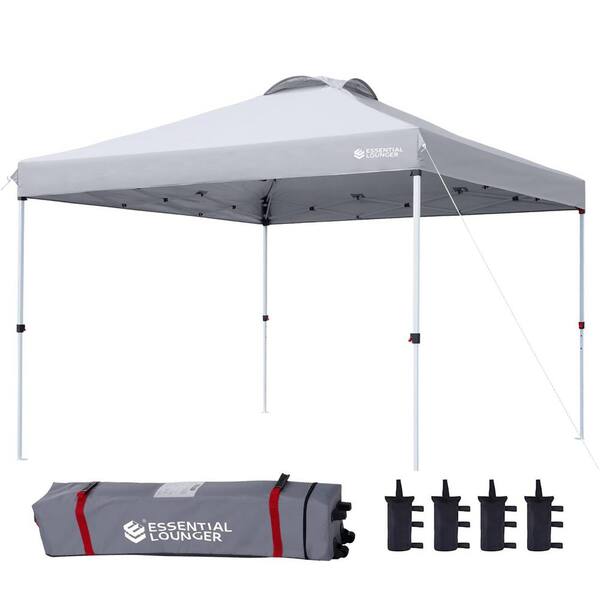 Unbranded Height Adjustable Heavy-Duty 10 ft. x 10 ft. Gray Pop Up Canopy Tent with Roller Bag