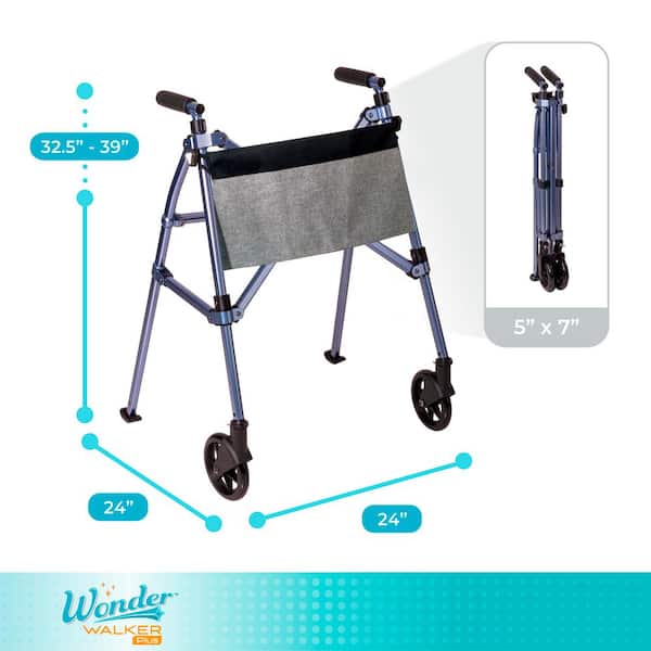 Stander Wonder Walker Plus, 2-Wheel Lightweight Folding Walker in
