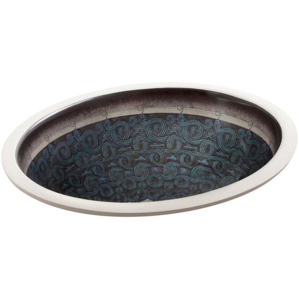 KOHLER Caxton Vitreous China Undermount Bathroom Sink with Serpentine Bronze Design in Sandbar