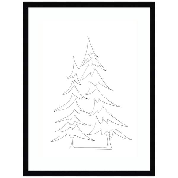 Amanti Art "Pine Trees" by 1x Studio II 1Piece Wood Framed Black and
