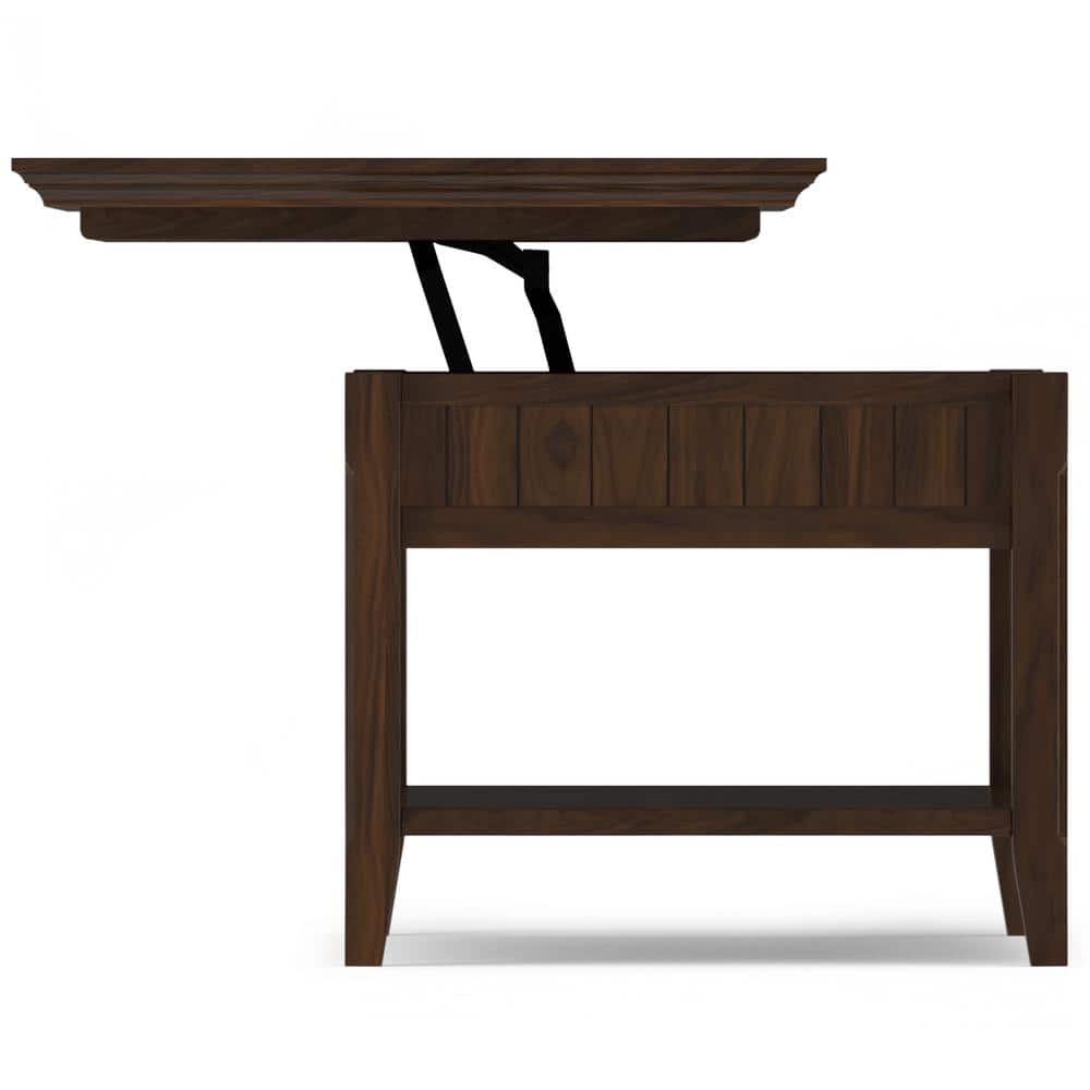 Brunette Brown Wood Lift-Top Coffee Table with Storage