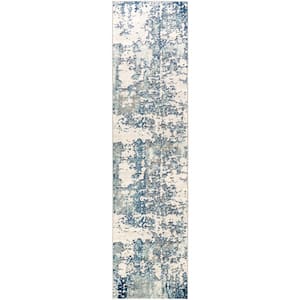 Yamikani Aqua 2 ft. 7 in. x 10 ft. 3 in. Distressed Abstract Area Rug