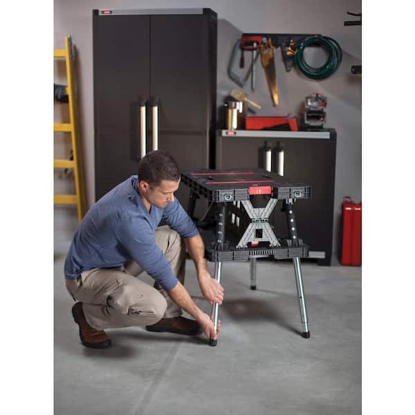 Keter - 21.65 in. x 33.46 in. 33.7 in. Folding Work Table with Adjustable Legs