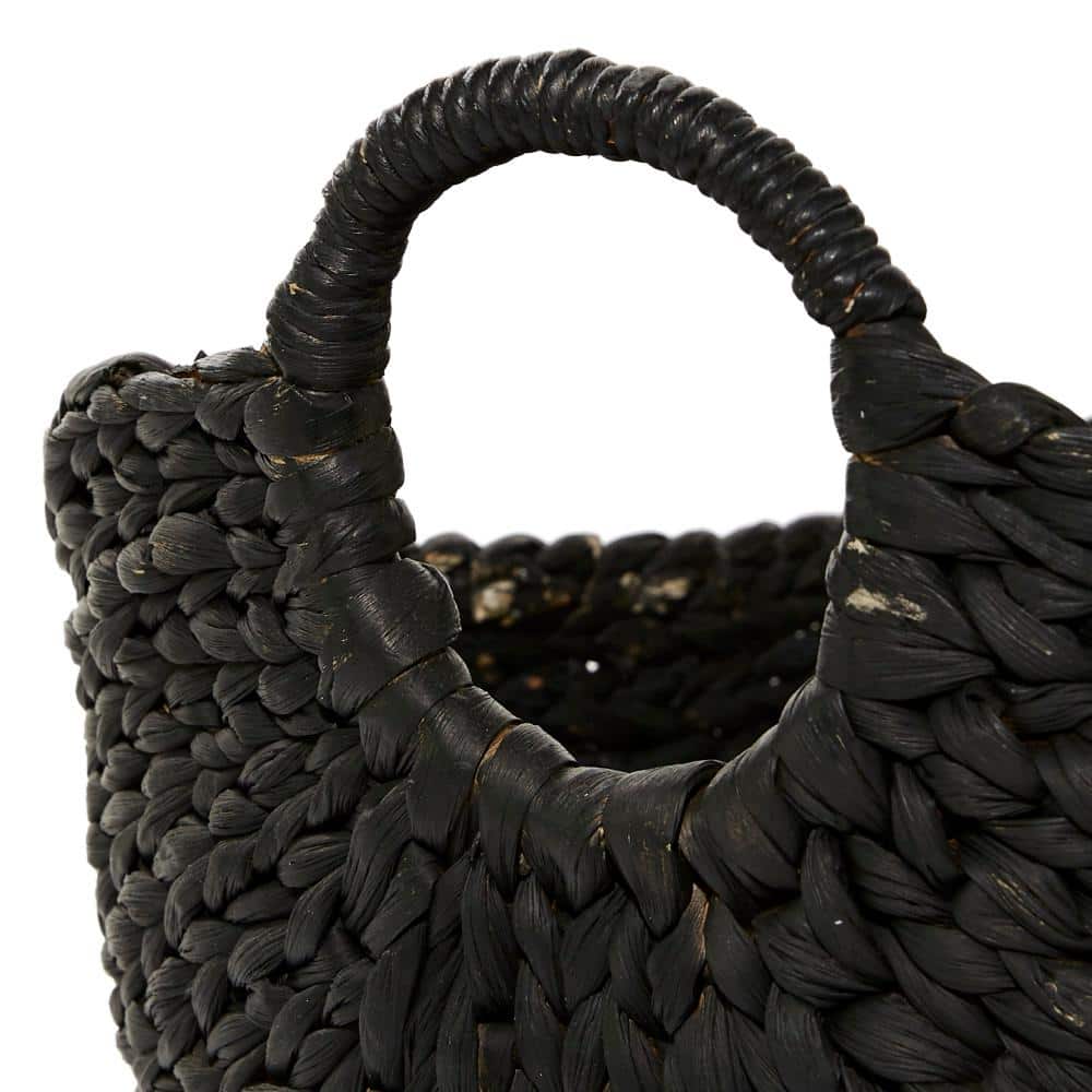 Round 21.5" Seagrass Storage Basket in Black and White