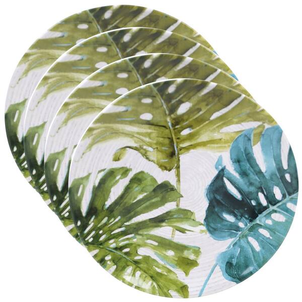 Certified International Palm Leaves Green Round Dinner Plate (Set of 4)