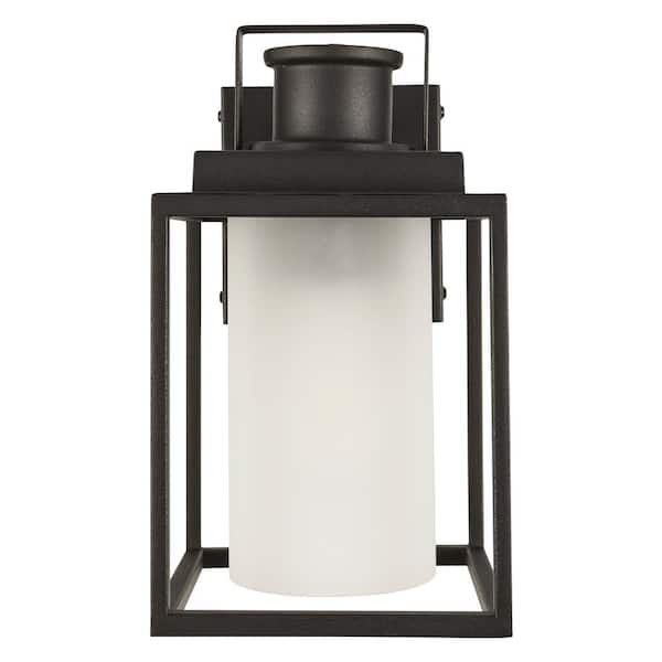 Gela 1-Light Black Hardwired Outdoor Wall Lantern Sconce