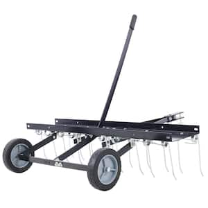 40 in. Lawn Sweeper Tow Behind Dethatcher, Landscape Lawn Tractor Rake, Tine Tow Dethatcher Pull Behind Mower