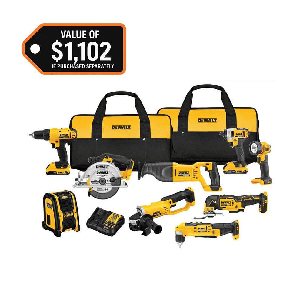 DEWALT 20V MAX Cordless 9 Tool Combo Kit with (2) 20V 2.0Ah Batteries and Charger DCK940D2
