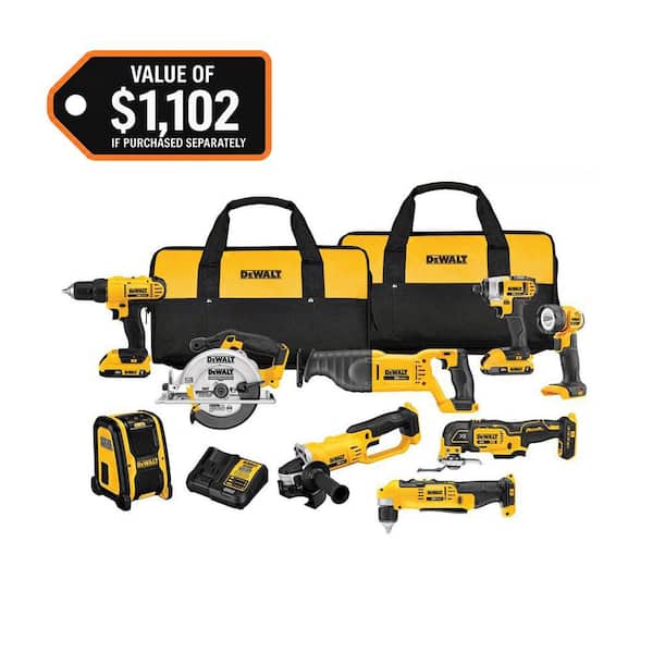 20V MAX Cordless 9 Tool Combo Kit with (2) 20V 2.0Ah Batteries and Charger