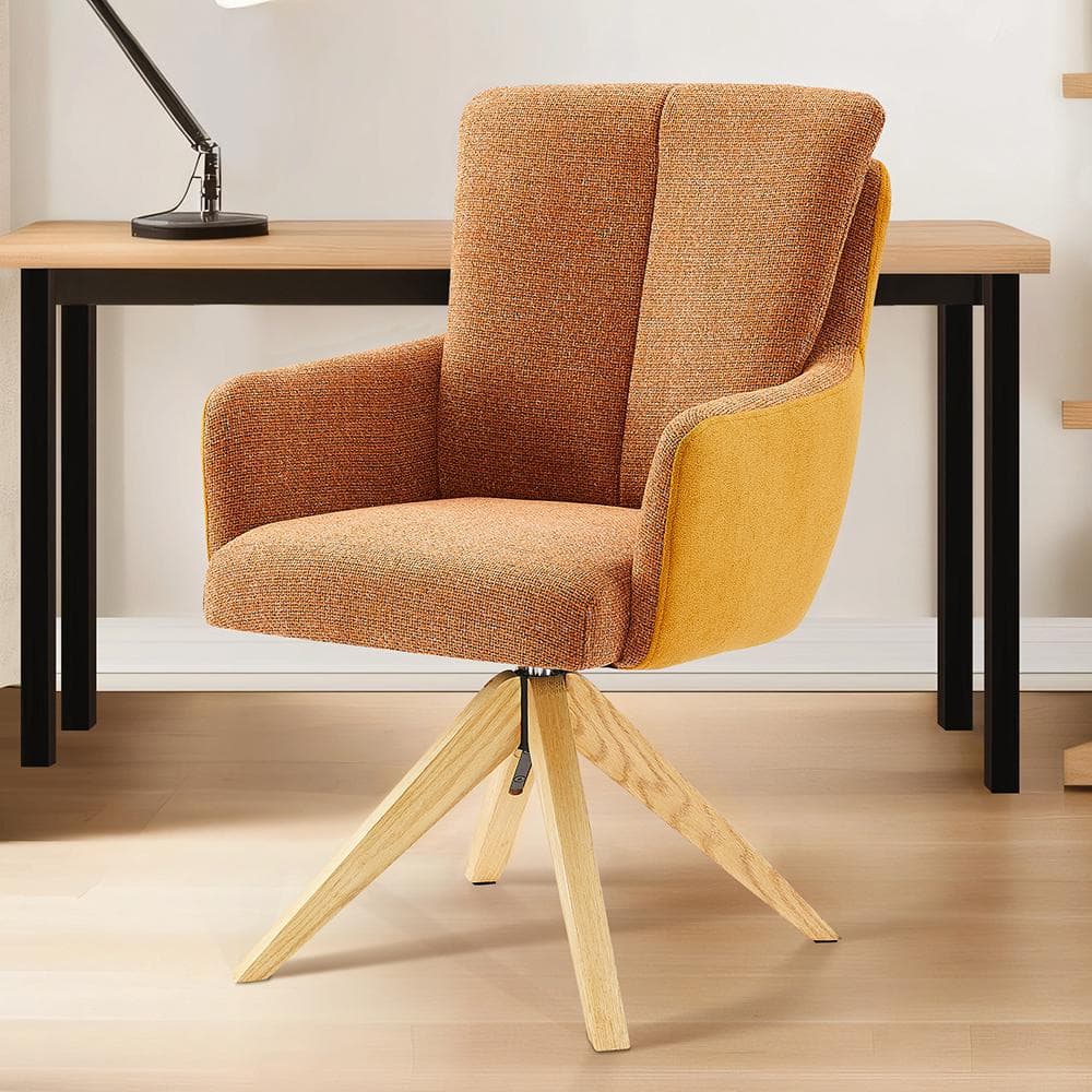 Art Leon Arthur Orange Fabric Swivel Accent Arm Chair With Wood Legs   Orange Accent Chairs Dc028 1 Orye F 64 1000 