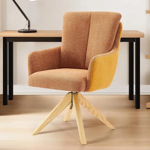 Arthur Orange Fabric Swivel Accent Arm Chair with Wood Legs