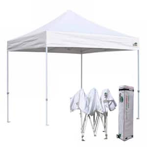 Eur max Commercial 8 ft. x 8 ft. White Pop Up Canopy Tent with Roller Bag