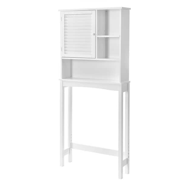 Hooseng Pincrest 27.6 in. W x 63.8 in. H x 7.7 in. D White MDF Over-The-Toilet Storage in White with Adjustable Shelf