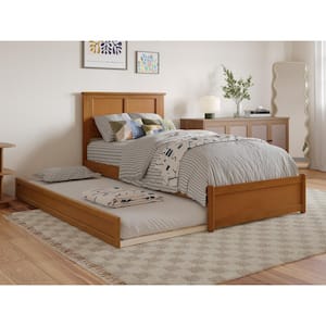 Felicity Light Toffee Natural Bronze Solid Wood Frame Twin XL Platform Bed Panel Footboard and Twin XL Trundle
