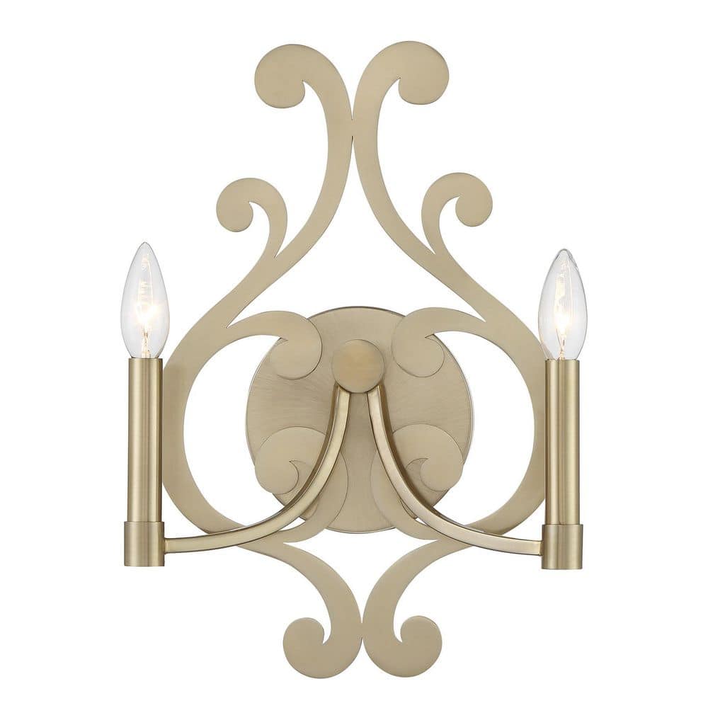 Lombard 11.5 in. W x 16.5 in. H 2-Light Noble Brass Dimmable Wall Sconce price history on PriceWatchPro
