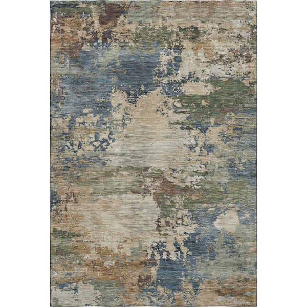 Mayfield Premium Machine Washable Abstract AMF2067 Blue 5 ft. x 7 ft. 6 in. Area Rug