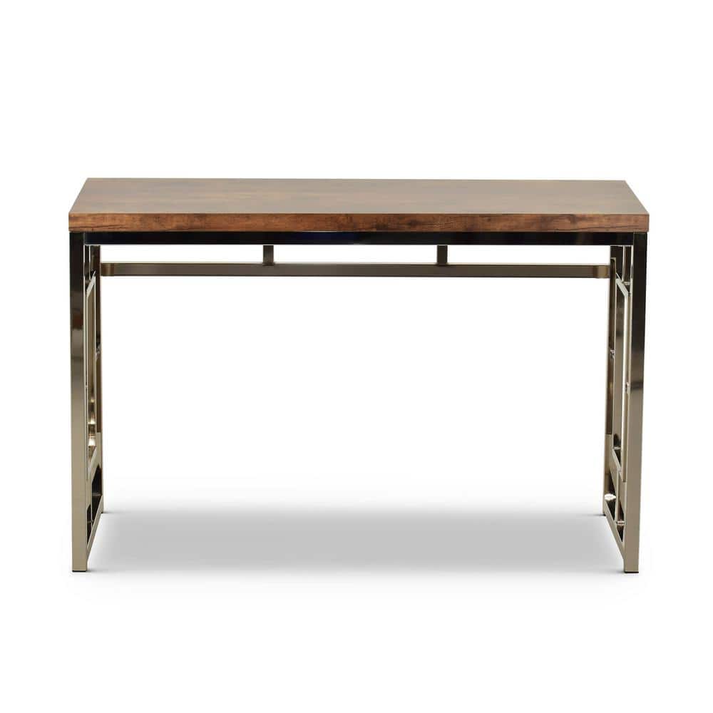 Alize 47" Brown Faux Wood and Chrome Home Office Desk