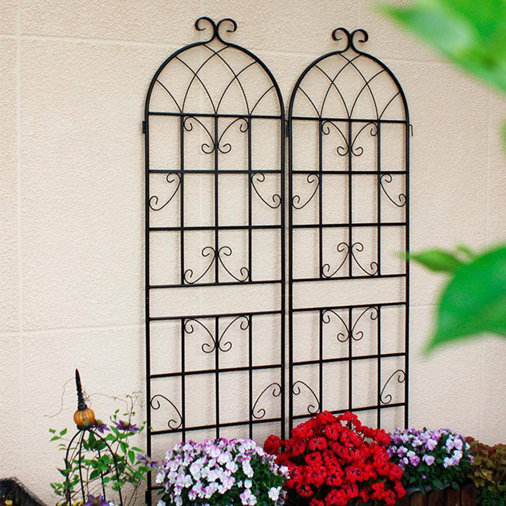71" Black Metal Garden Trellis Screen for Climbing Plants, 4 Pack