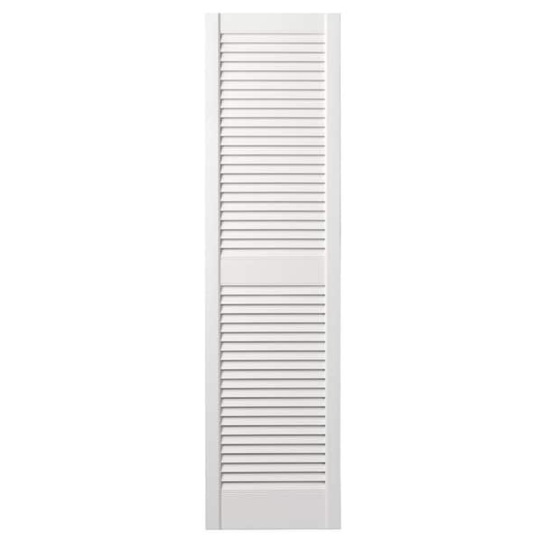 Ply Gem 12 in. x 55 in. Open Louvered Polypropylene Shutters Pair in White