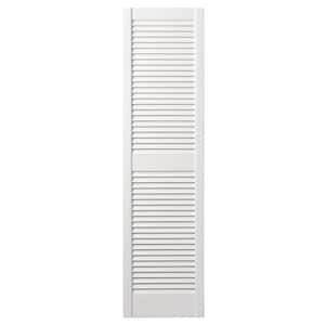 12 in. x 59 in. Open Louvered Polypropylene Shutters Pair in White