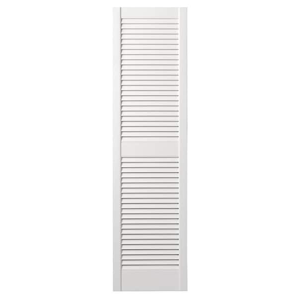Ply Gem 14.50 in. x 58.62 in. Open Louvered Polypropylene Shutters Pair in White