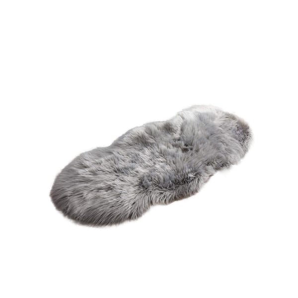 Latepis Light Gray 2 ft. x 4 ft. Sheepskin Faux Fur Furry Cozy Area Rug