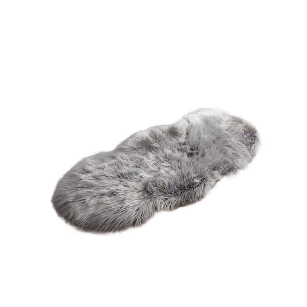 iliebe Light Gray 2 ft. x 4 ft. Sheepskin Faux Fur Furry Cozy Area Rug