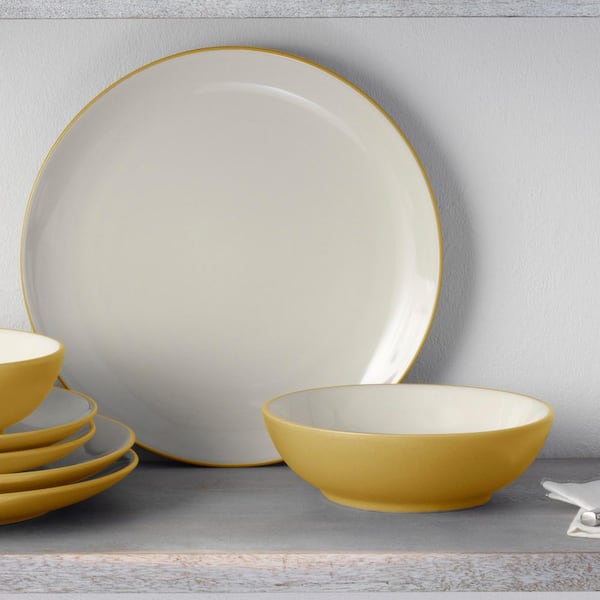 Colorwave Mustard 10.5 in. (Yellow) Stoneware Coupe Dinner Plates, (Set of 4)