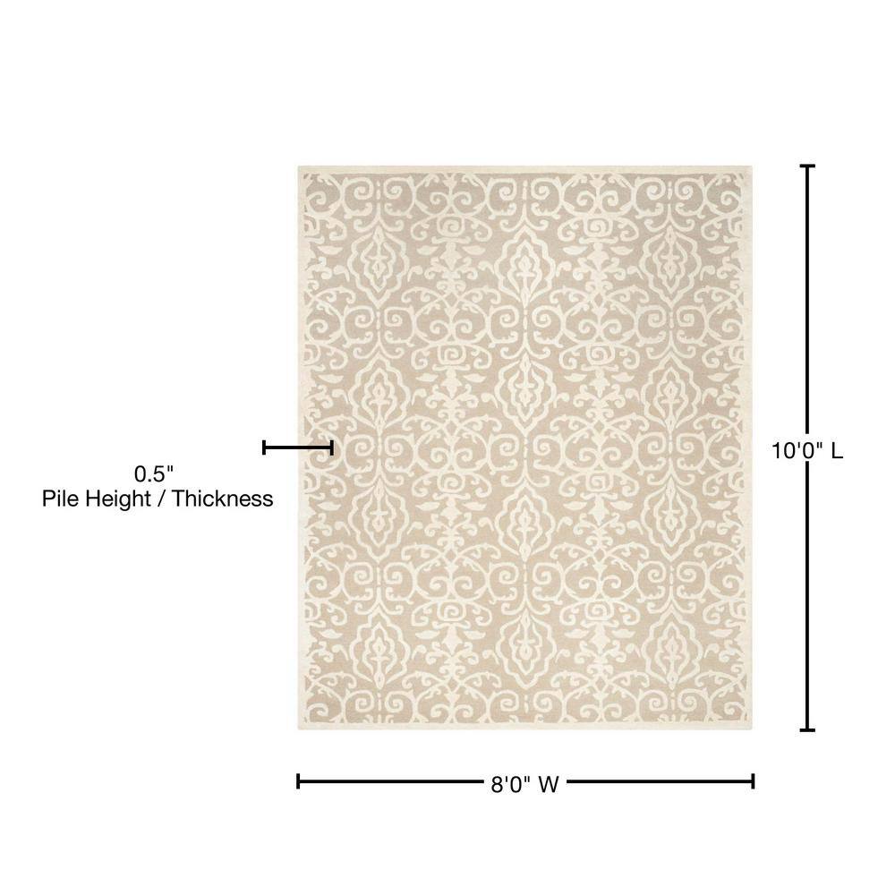 Handmade Tufted Floral Wool 8' x 10' Rectangular Rug